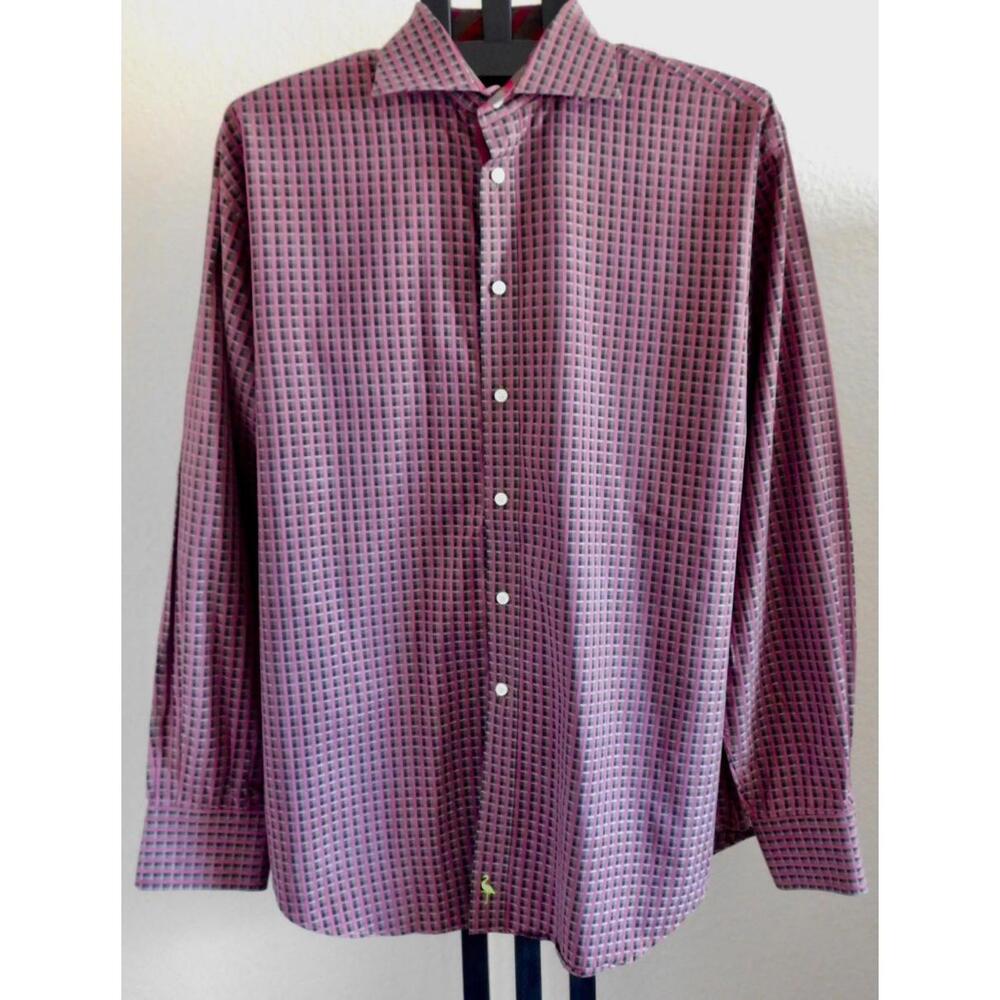 Tailorbyrd Mens Size XL Button Down Shirt Cotton Grid Check 54” Chest EUC